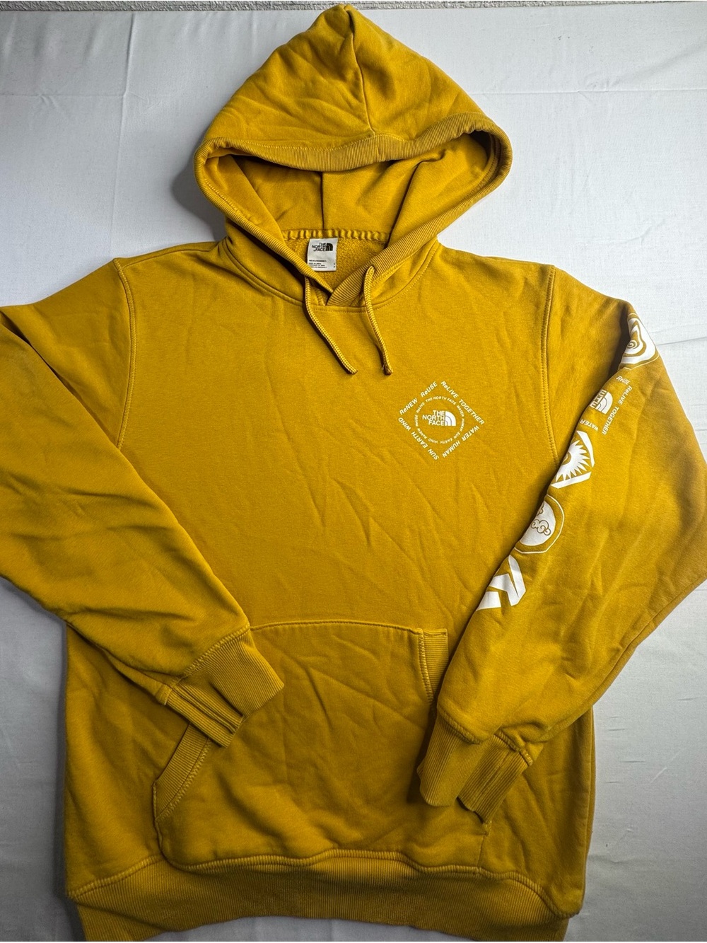 The North Face Men's Mustard Yellow Graphic Pullover Hoodie